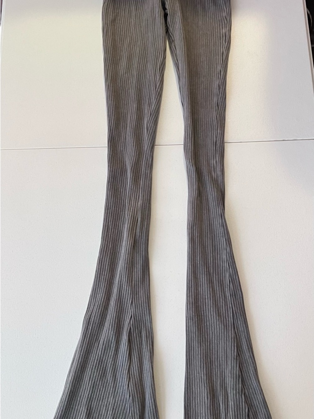 Zara Ribbed Flare Pants - Charcoal Gray